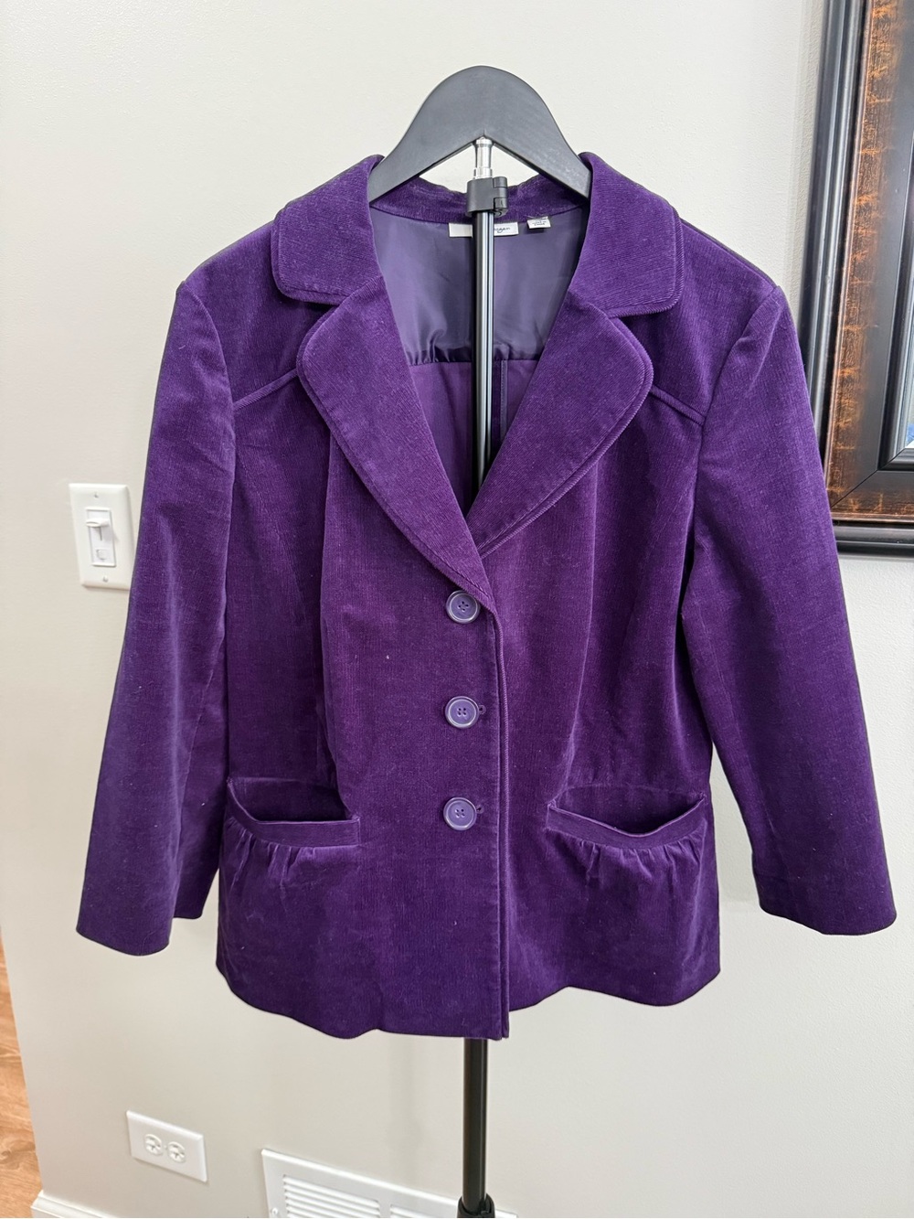 Halogen Deep Purple Corduroy Button Blazer